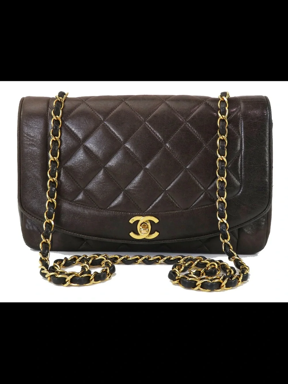 Chanel Quilted Double Flap Shoulder Bag in Dark Brown